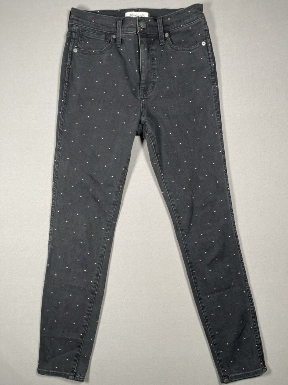 Madewell Metallic Rainbow Dot High Rise Black Skinny Jeans - Women Size 27 X 28